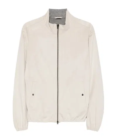 Herno Light Grey Polyester Elastan Jacket In Neutral