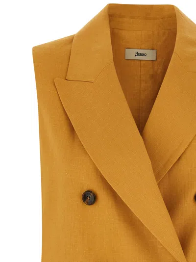 Herno Linen Vest In Orange