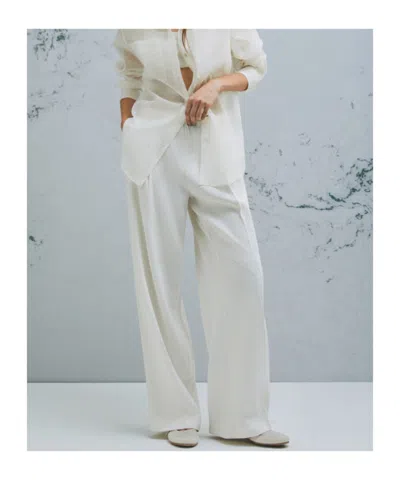 Marella Linen-blend Drawstring Trousers In White