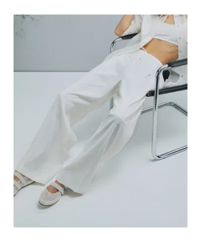 Marella Linen-blend Drawstring Trousers In White