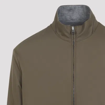 Canali Reversible Technical Zip-up Jacket In Nude