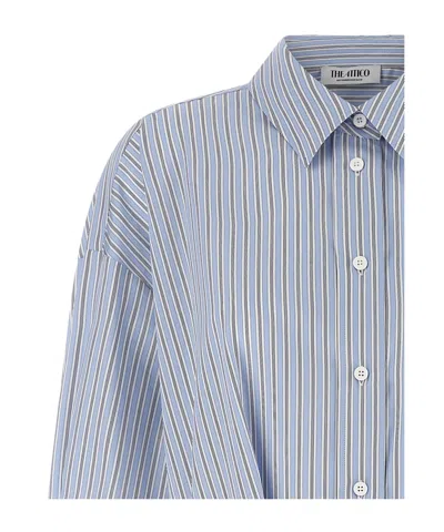 Attico Striped Cotton Shirt Dress In Blue