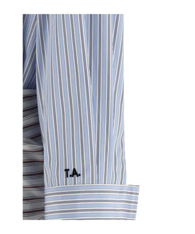 Attico Striped Cotton Shirt Dress In Blue