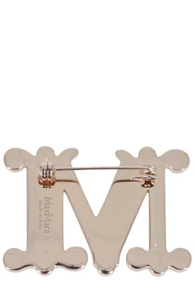 Max Mara Logo Brooch In White