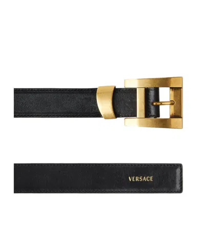 Versace Adjustable Calf Leather Belt Refined Design In Orange