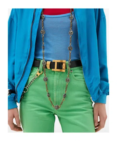 Versace Adjustable Calf Leather Belt Refined Design In Orange