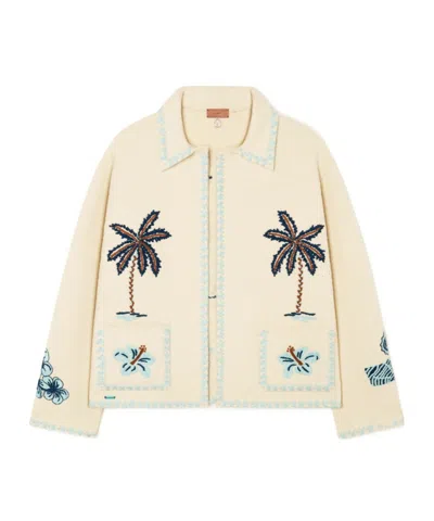Alanui Cream Remember Me Embroidered Wool Jacket In Neutral