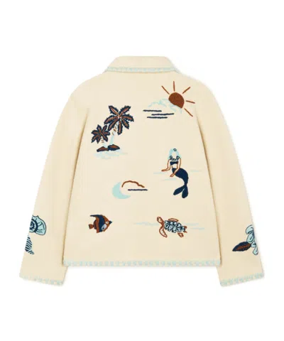 Alanui Cream Remember Me Embroidered Wool Jacket In Neutral