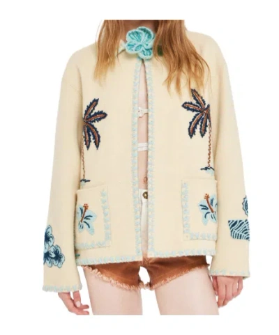 Alanui Cream Remember Me Embroidered Wool Jacket In Neutral