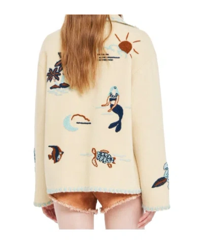 Alanui Cream Remember Me Embroidered Wool Jacket In Neutral