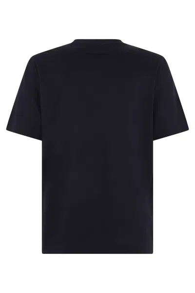 Zegna Silk Cotton Short Sleeve Crew Neck T-shirt In Blue
