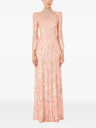 Jenny Packham Memphis Sequin-embellished Maxi Dress In Pink