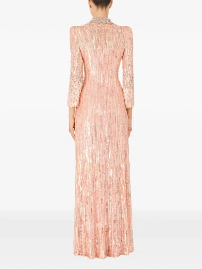 Jenny Packham Memphis Sequin-embellished Maxi Dress In Pink