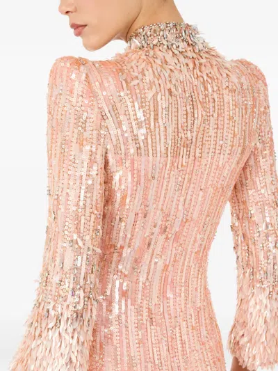 Jenny Packham Memphis Sequin-embellished Maxi Dress In Pink
