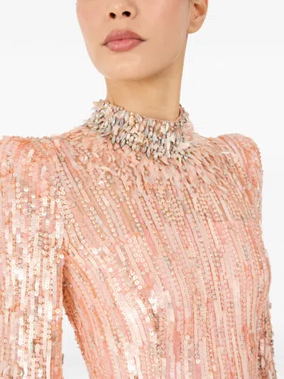 Jenny Packham Memphis Sequin-embellished Maxi Dress In Pink
