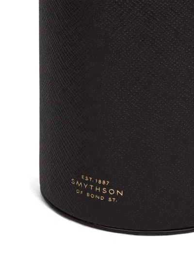 Smythson Panama Drawstring Wine Bag In Black