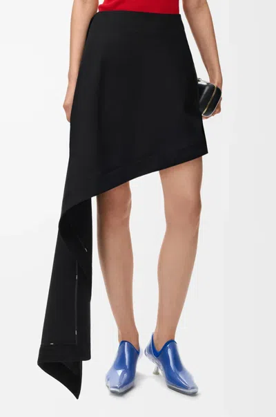 Loewe Womens Black Draped-side Asymmetric-hem Cotton-blend Mini Skirt In Black