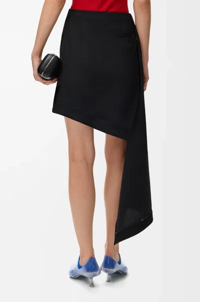 Loewe Womens Black Draped-side Asymmetric-hem Cotton-blend Mini Skirt In Black