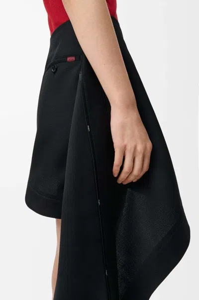 Loewe Womens Black Draped-side Asymmetric-hem Cotton-blend Mini Skirt In Black