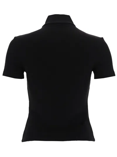 Alexander Wang Rashguard Mock Neck Short Sleeve Top In Black
