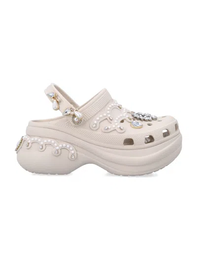 Crocs Bae Embellished Platform Mules In Neutral