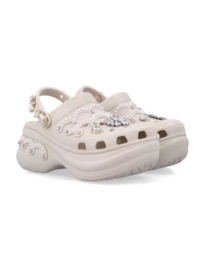 Crocs Bae Embellished Platform Mules In Neutral