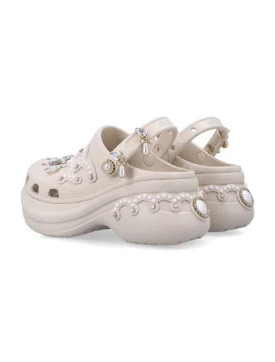 Crocs Bae Embellished Platform Mules In Neutral