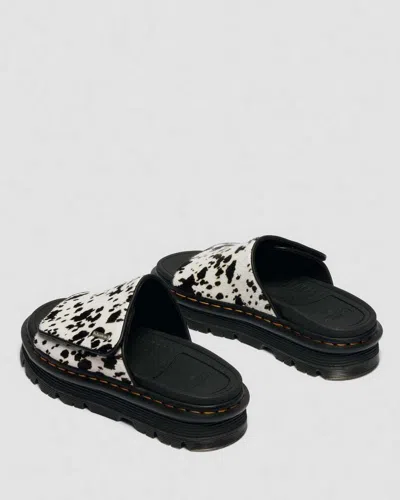 Dr. Martens Zebzag Dalmatian Hair On Leather Platform Slides In Multi