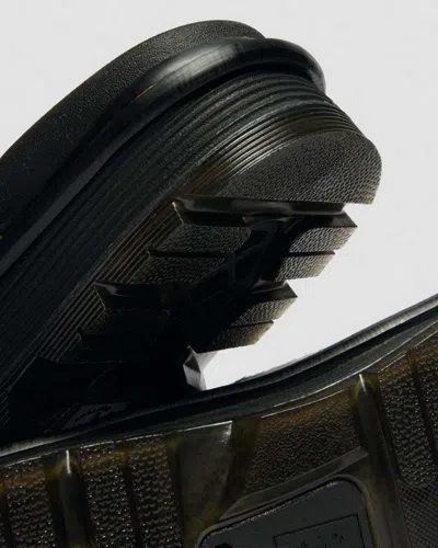 Dr. Martens Zebzag Dalmatian Hair On Leather Platform Slides In Multi