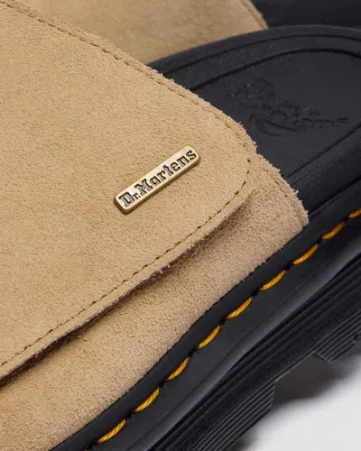 Dr. Martens Zebzag Suede Platform Slides In Nude