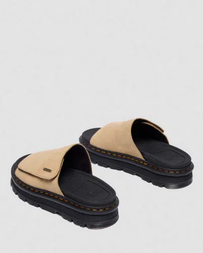 Dr. Martens Zebzag Suede Platform Slides In Nude