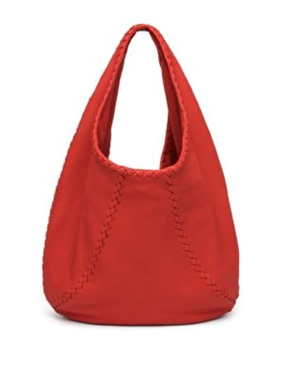 Bottega Veneta Cervo Large Leather Hobo Bag In China Red