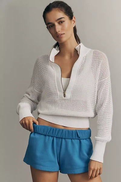 Varley Aurora Half-zip Knit Pullover In White