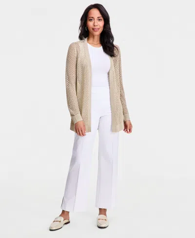 Jm Collection Women's Lurex Open-work Open-front Cardigan, Macy's ...