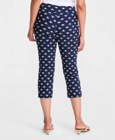 Jm Collection Womens Printed Pull On Capri Pants Macys Exclusive In Blue