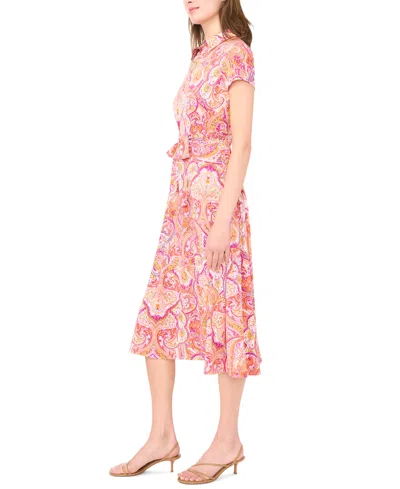 Msk Petite Collared Midi Dress In Pink