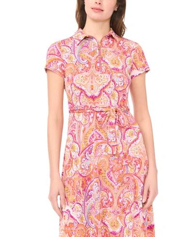 Msk Petite Collared Midi Dress In Pink