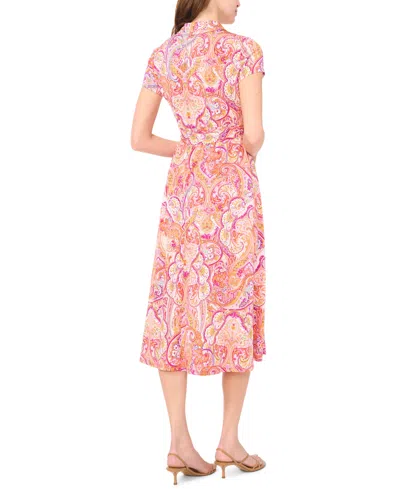 Msk Petite Collared Midi Dress In Pink