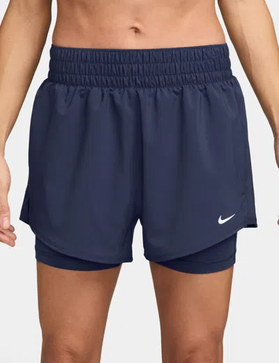 Nike One Dri-fit High-waisted 3-inch 2-in-1 Shorts In Blue