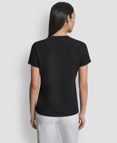 Dkny Crystal Embellished Central Park Conversational Graphic T-shirt In Black