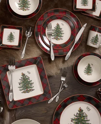 Spode Christmas Tree Tartan Buffet Plate In Multi