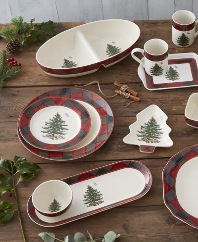 Spode Christmas Tree Tartan Buffet Plate In Multi