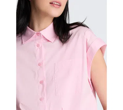 Kenneth Cole Drop Shoulder Solid Poplin Shirt In Pink