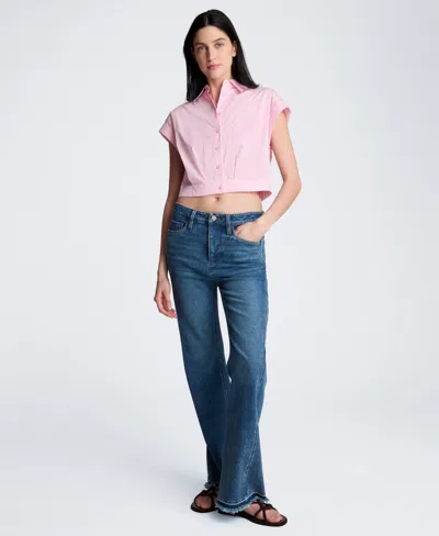 Kenneth Cole Drop Shoulder Solid Poplin Shirt In Pink