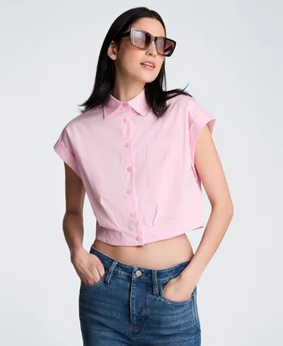 Kenneth Cole Drop Shoulder Solid Poplin Shirt In Pink