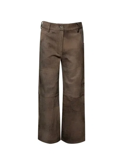 Interior Textured Panel Trousers In Brown