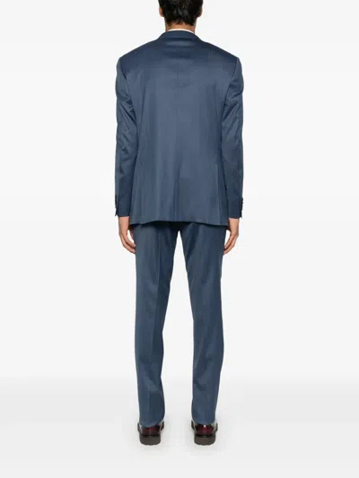 Canali Herringbone Suit In Blue