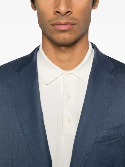 Canali Herringbone Suit In Blue