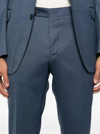 Canali Herringbone Suit In Blue
