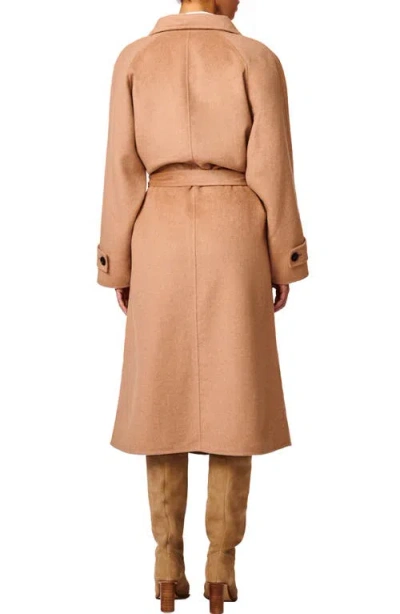 Bernardo Longline Double Face Wool Blend Coat In Brown